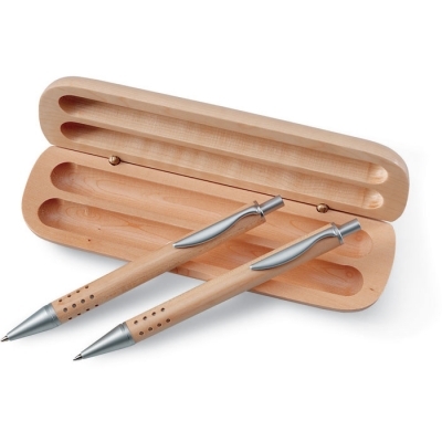 Drewna Długopis i ołówek w pudełku