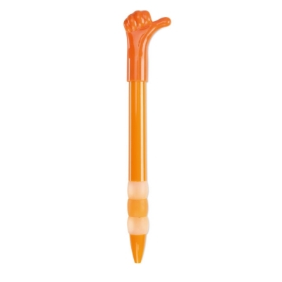 Pomarańczowy Długopis, ręka