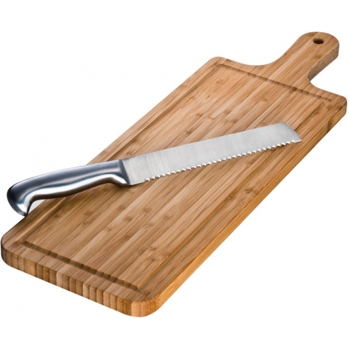 Brązowy Bambusowa deska do krojenia z nożem